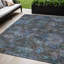 Tapis extérieur bleu sarcelle et gris anthracite lavable floral 5 pi x 8 pi