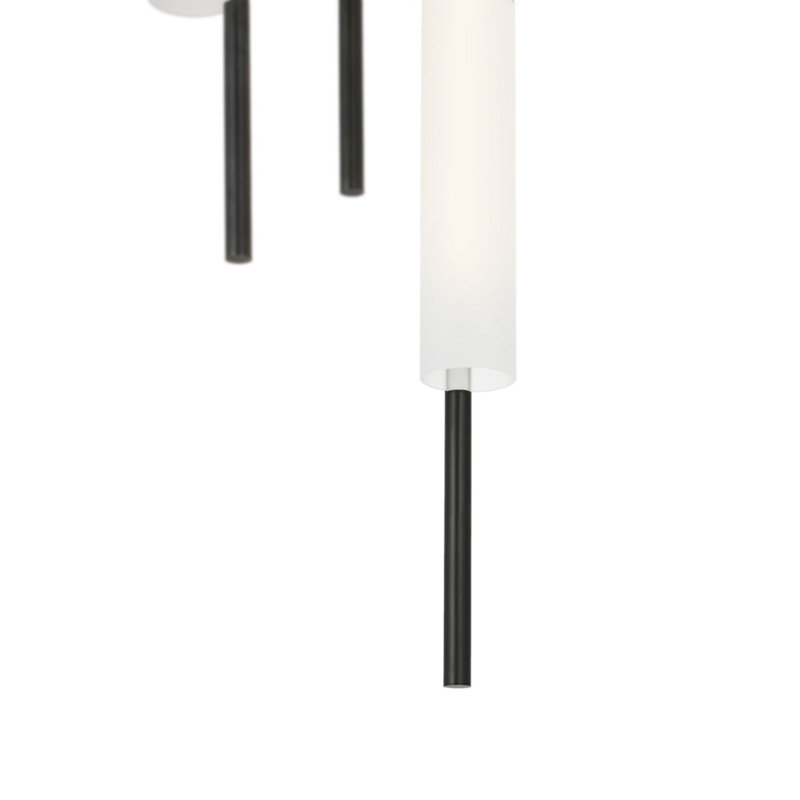 Windchime Chandelier with Soft Etched Glass, Bronze, 39" H x 11.25" W x 11.25" D, 3 Lights