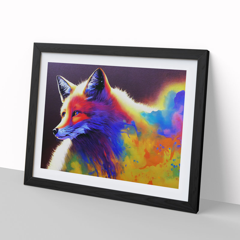 Mind Bending Fox Abstract - Single Picture Frame Print, Black Framed, 25cm H x 34cm W x 2cm D