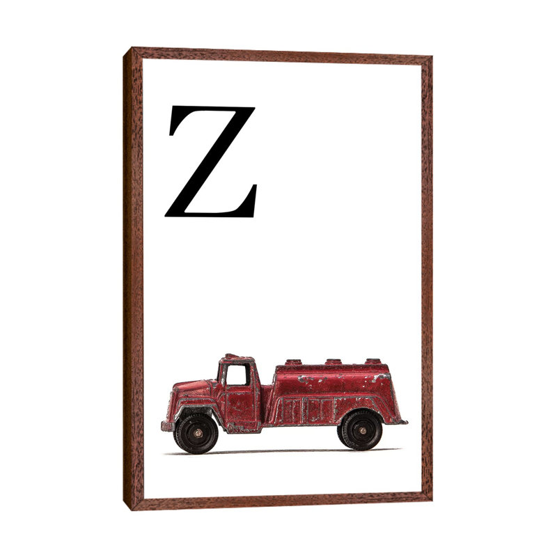 Z Water Truck White Letter 1 Piece Wall Art on Canvas, 66.04 cm H x 45.72 cm W, Classic Brown Wood Framed