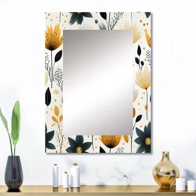 Anney Nordic Yellow Simplicity Floral Grace - miroir mural décoratif floral, grand miroir floral, impression d'art en métal