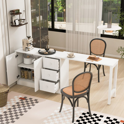 Kitchen Island with Extendable Table, Island Table for Kitchen, Extendable Dining Table, Pull-Out Dining Table