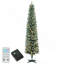 Sapin de Noël pré-illuminé de 2,4 m (8 pi) en forme de crayon fin floqué avec DEL bicolores vert et blanc, télécommande avec 11 modes d'éclairage-900539459