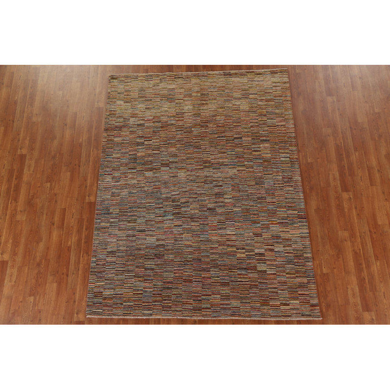 Tapis oriental rayé Gabbeh 6 x 8