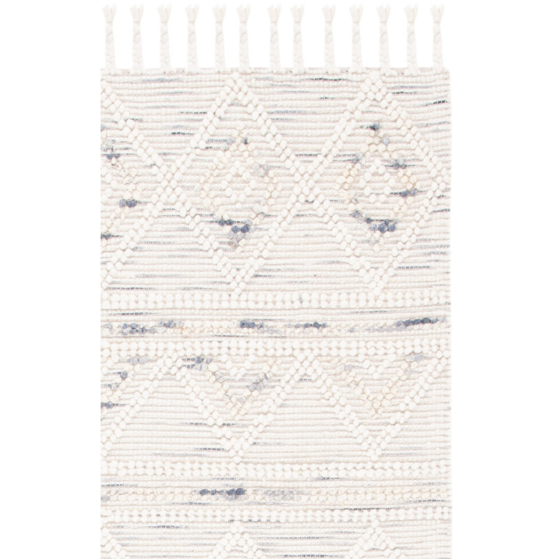 Natura Hand Loomed Wool/Jute/Cotton Geometric Rug in Ivory/Gray, Runner 2'3" x 9'