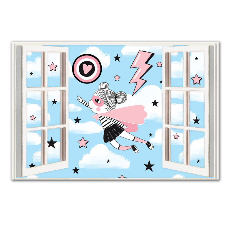 Art sur toile superhero fille window Aiyana, H 20 po x l 30 po x P 1,25 po