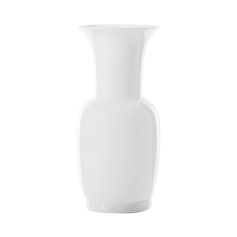 Venini Opalino Vase, 14.17" H x 6.69" W x 6.69" D, Milk White