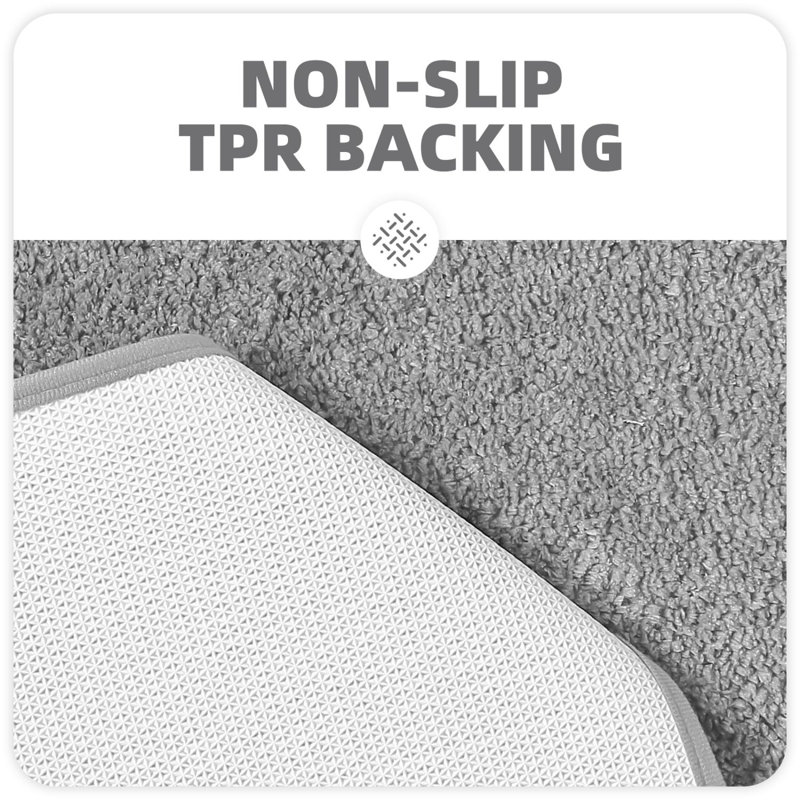 Non-Slip Bath Rug, 24" L x 16" W, Light Gray