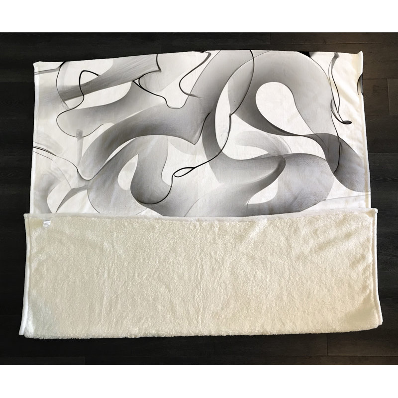 Throw Blanket, 51" W x 60" L, Marble/Abstract, Light Gray/White