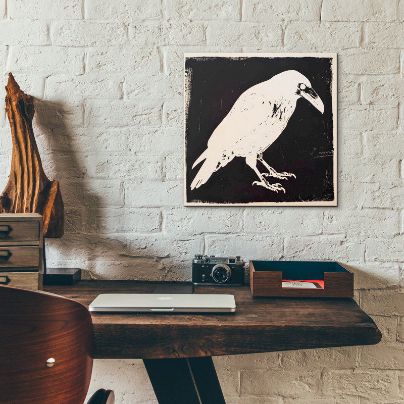 «Black Crow Inverted» par Andreas Magnusson, art mural en verre acrylique, H 12 po x l 12 po x P 0,13 po