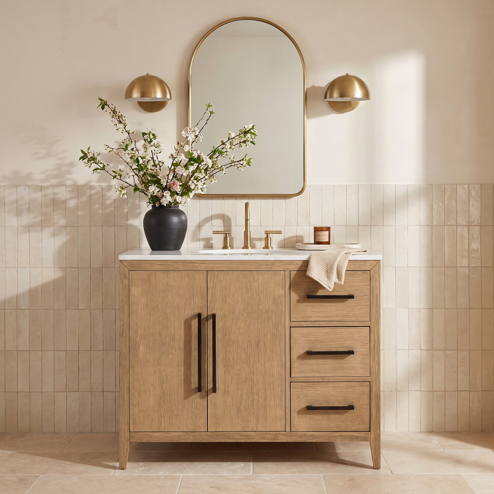 Alsup 42'' Single Bathroom Vanity, Wire Brushed Oak