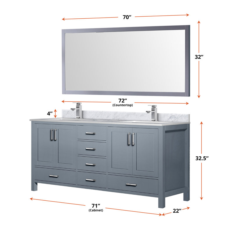 Jacques 72" Dark Grey Solid Wood Freestanding Vanity Cabinet