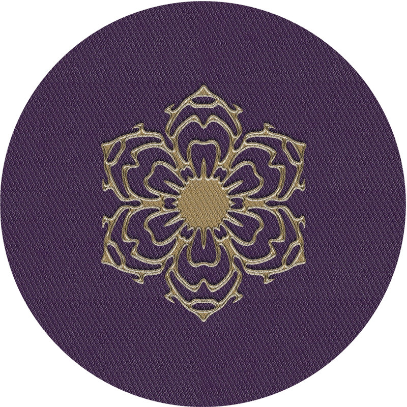 Tapis mauve / doré Power Loom, Rond 6 pi