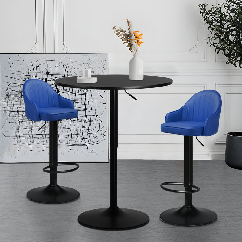 Arabellarose 2 - Person Pedestal Dining Set, Black, Blue