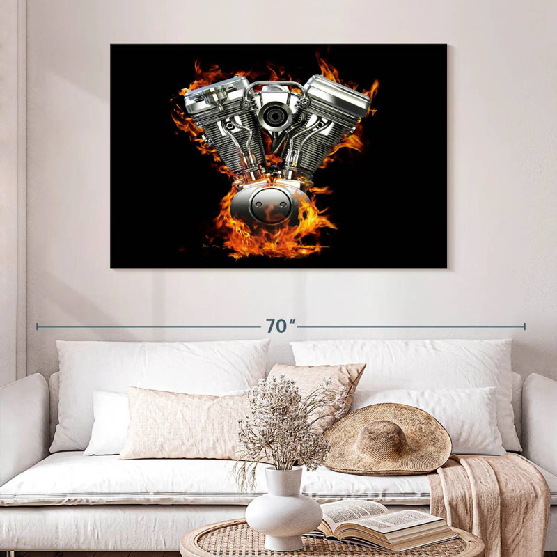 Mehar Blazing Motorcycle Engine, 32" H x 48" W