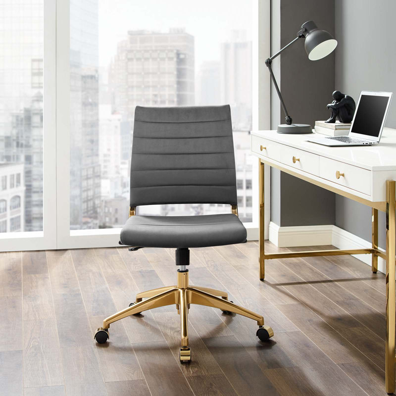 Chaise de bureau en velours Jive, gris