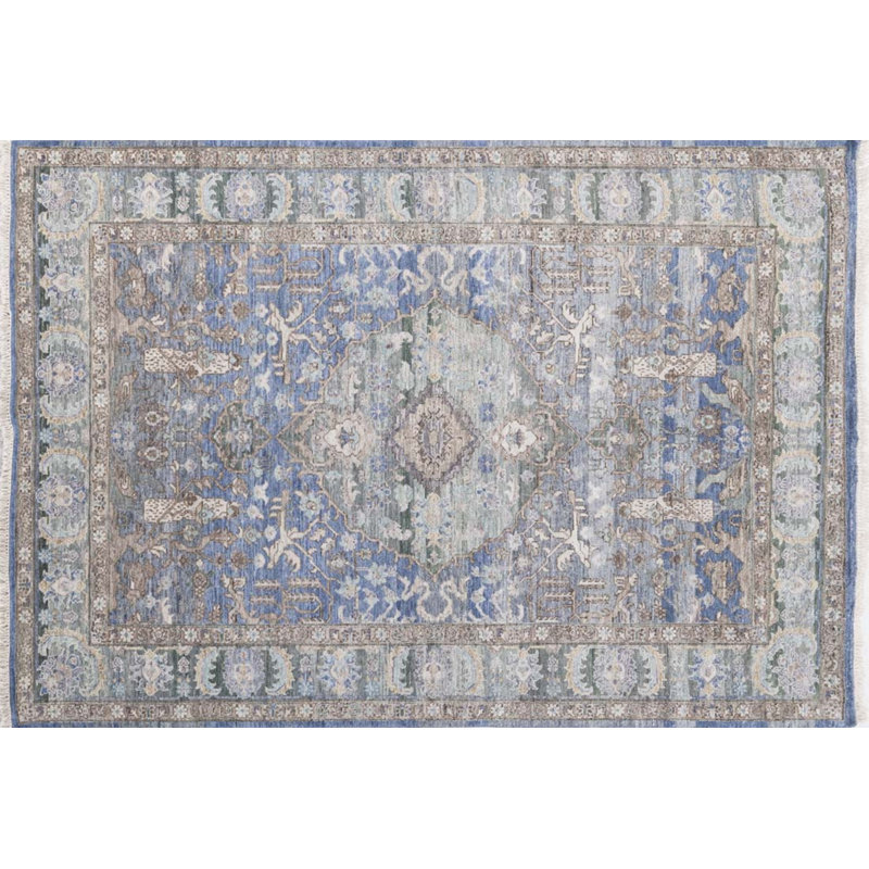 Transitional, Vintage One-of-a-Kind Rectangle 6'1" X 9'1" Hand Knotted Area Rug