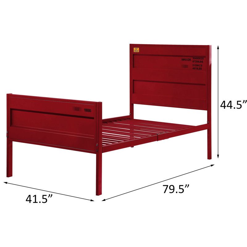 Lit plateforme simple avec éléments en métal et panneaux modernes au style contemporain, Red