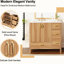 Armoire de meuble-lavabo 36 po avec assemblage facile, portes à fermeture douce et poignées dorées pour une installation rapide Cadre en bois massif de 36 po, lavabo en céramique, trou de trop-plein, tiroirs silencieux