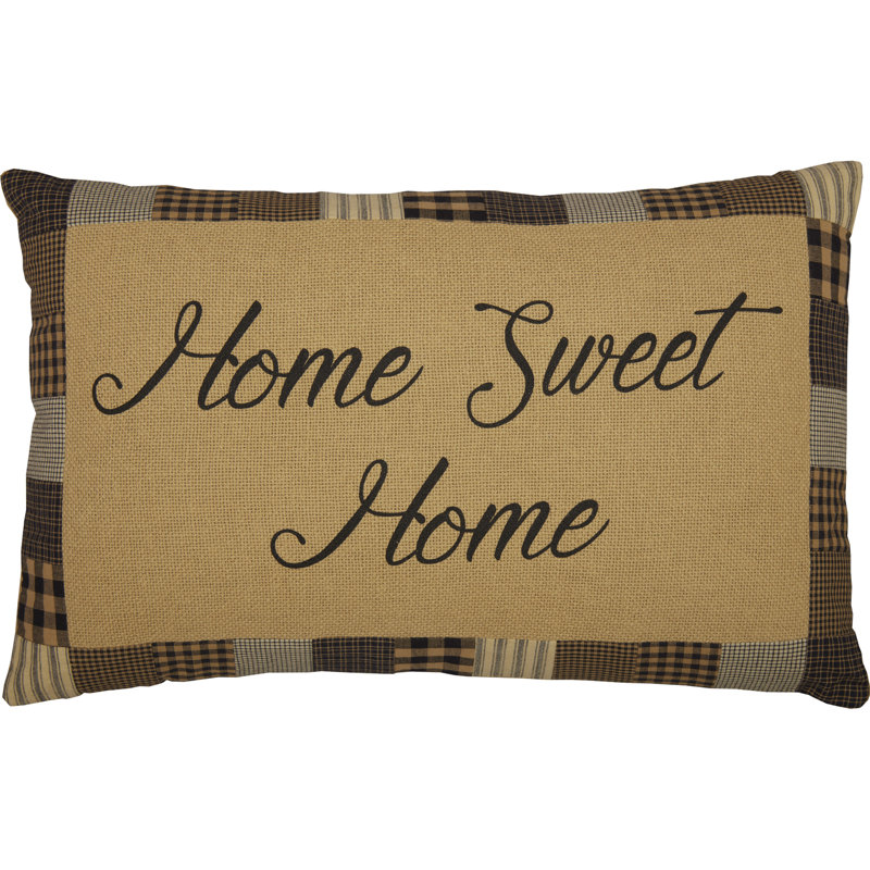 Natural Tan Burlap Embroidered Rectangular Pillow 14x22