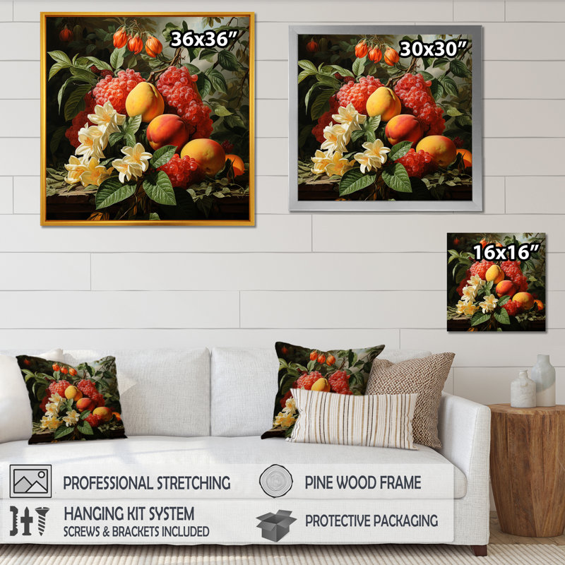 Peinture Renaissance d'un fruit de mangue II - fruits, art mural, H 30 po x l 30 po x P 1,5 po
