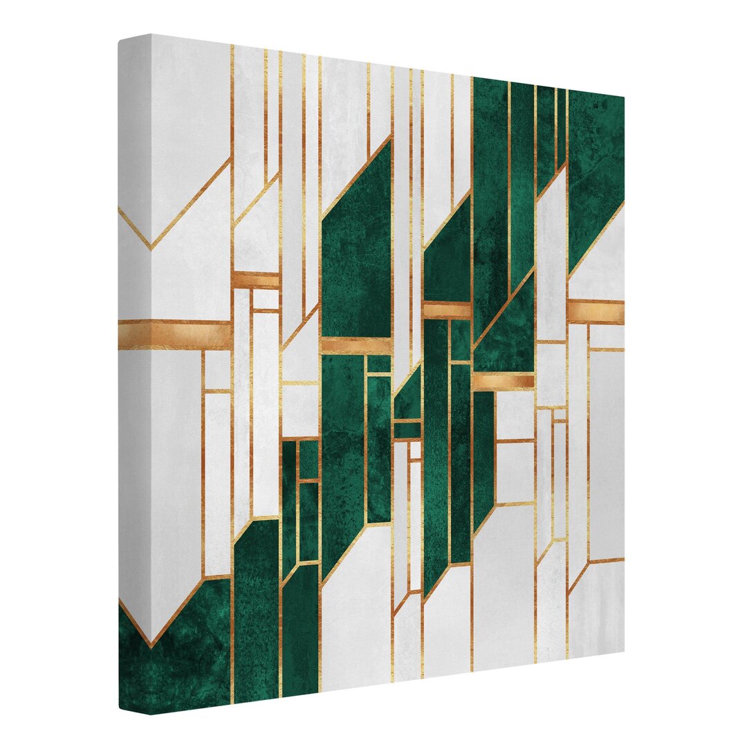 Leinwandbild Emerald und Gold Geometrie von Elisabeth Fredriksson