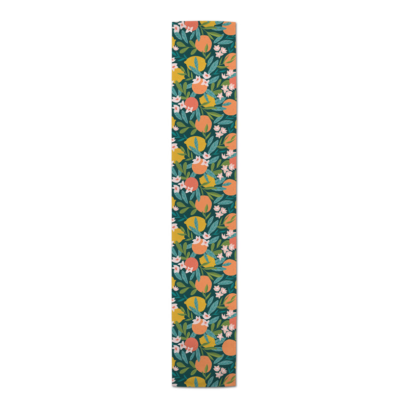 Citrus Fruit Pattern Green 5 Table Runner, Teal