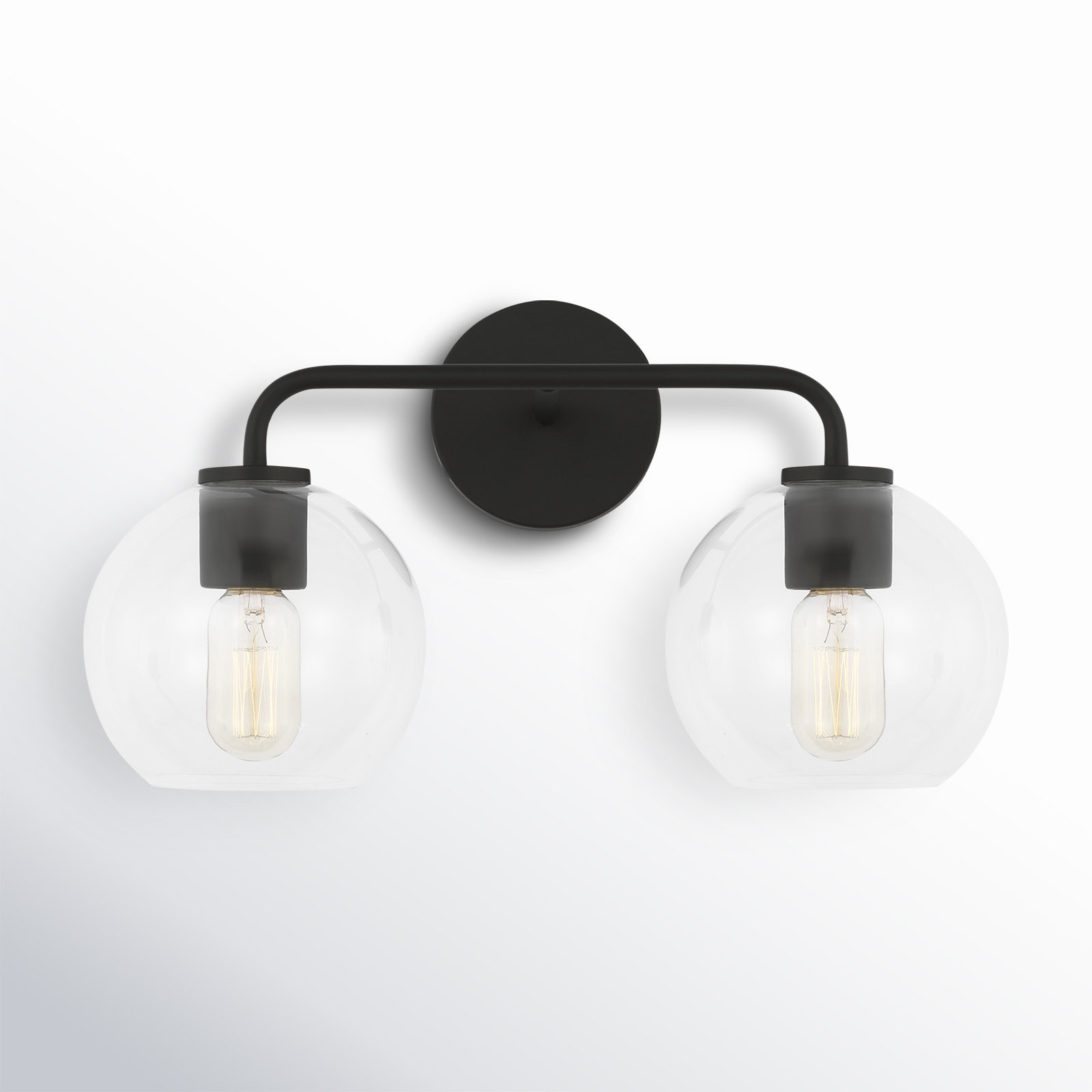 Childerley 2-Light Vanity Light, Midnight Black, Clear