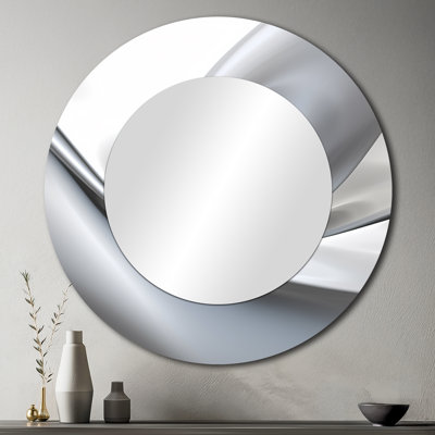 Abstrait contemplatif blanc gris Ofeliya - miroir mural ondulé