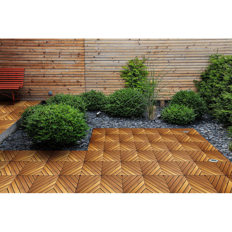 20 PC Acacia Wood Floor Tiles - Snap On Installation  High-Quality Indoor And Outdoor Laying Suitable For Terraces  Decks  And Pool Edges