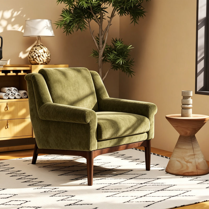 Chaise d'appoint rembourrée 31 po Mid-Century, Vert