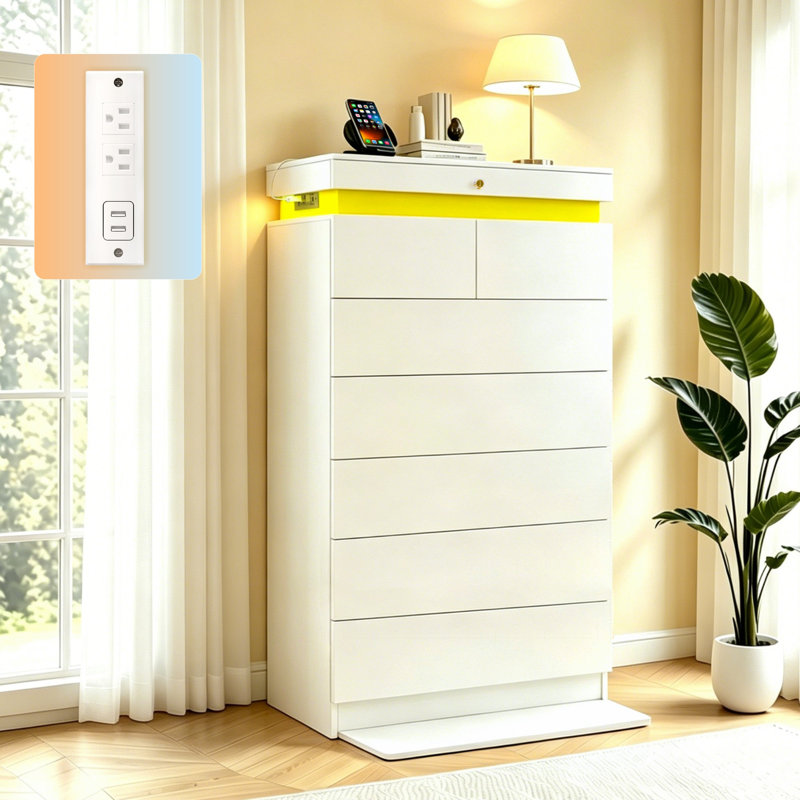 Farmhouse 9-Drawer Bedroom Dresser Storage Organizer, White
