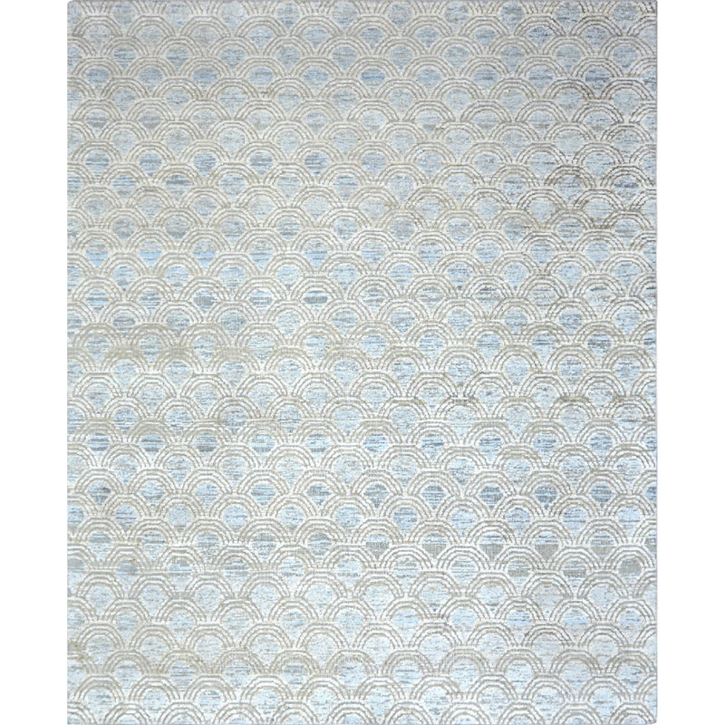 Geometric Area Rug in Blue/Ivory/Gray, Rectangle 8' x 10'