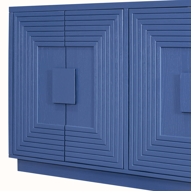 Storage Console Table with Cabinet,Adjustable Shelves, Navy Blue