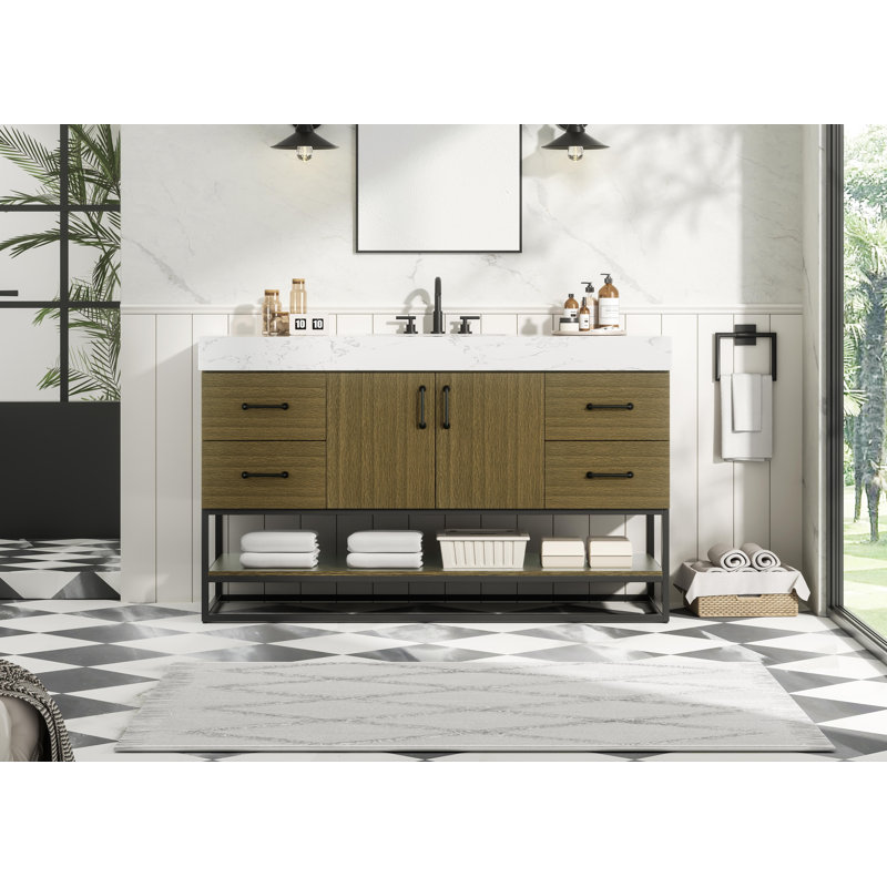 54 inch Single Bathroom Vanity, Chestnut Brown