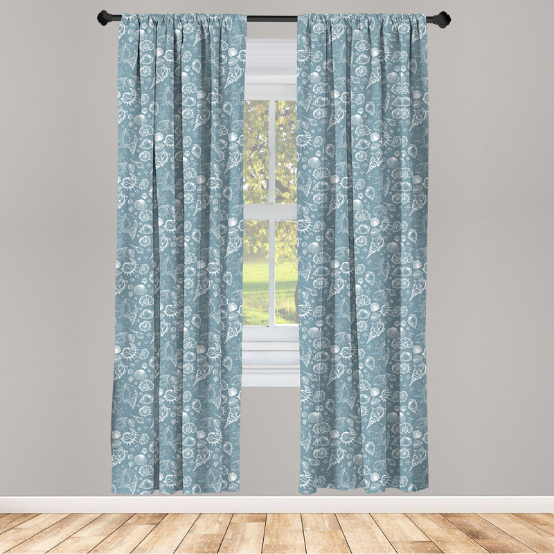 Sea Shells Window Semi-Sheer Rod Pocket Sliding Panel, 28" x 95"
