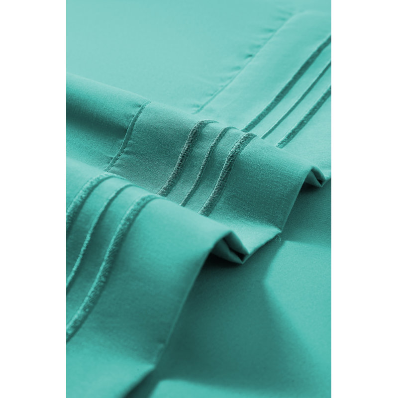 Ensemble de draps en rayonne , Bleu sarcelle, Ensemble de draps pour très grand lit + un drap-h