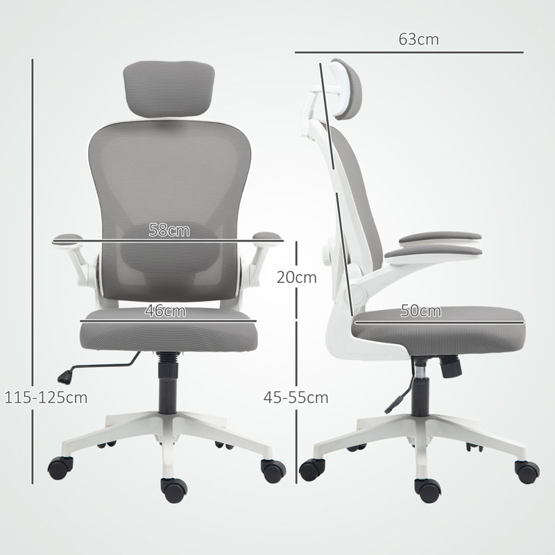 Karola Mesh Office Chair with Headrest, Grey