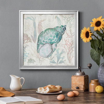 Corail et coquille IV - peinture sur toile encadrée