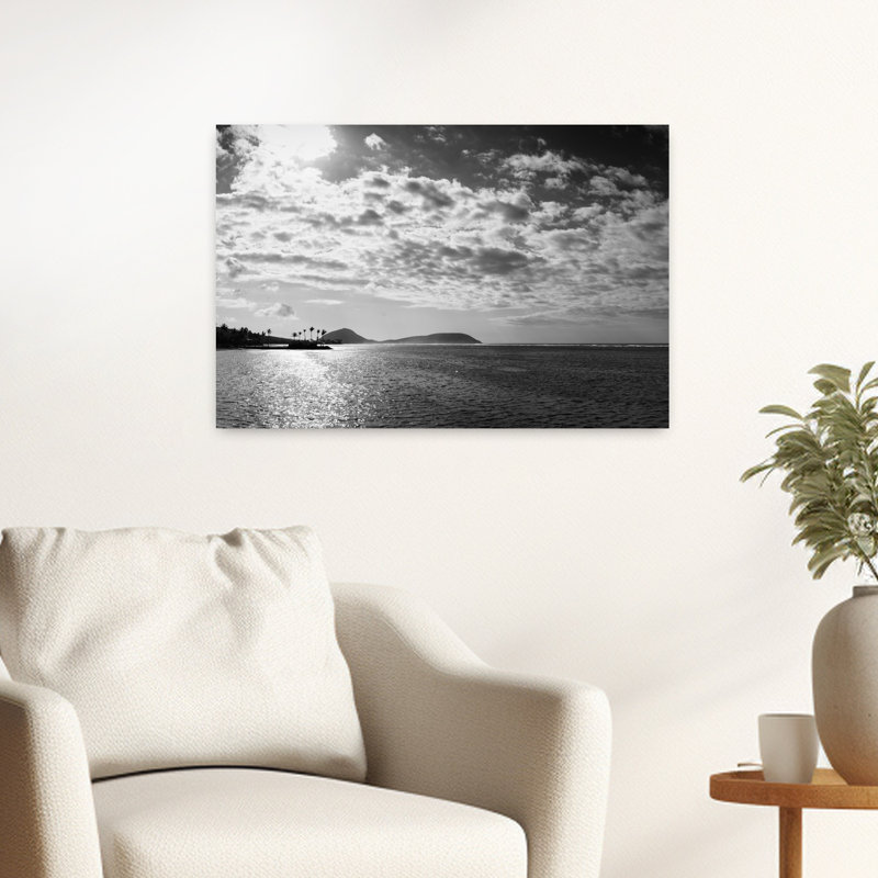 Vue sur mer avec vagues, Oahu, Hawaï, États-Unis, paysage contemporain, art mural, H 16 po x l 24 po