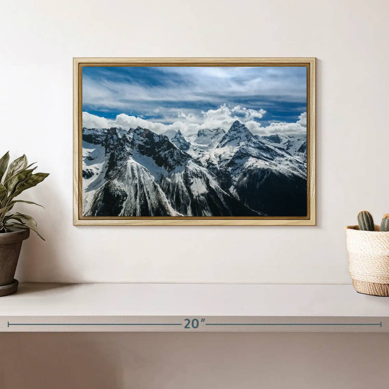 Snow Mountain Peaks, Cadre flottant en bois naturel, 13 po x 9 po