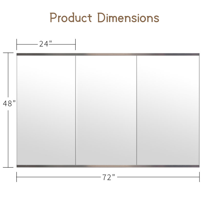 Miroir Home Gym, 48 po x 24 po - 3 pièces, miroir de studio de danse, miroir en verre trempé pleine longueur (ensemble de 3)