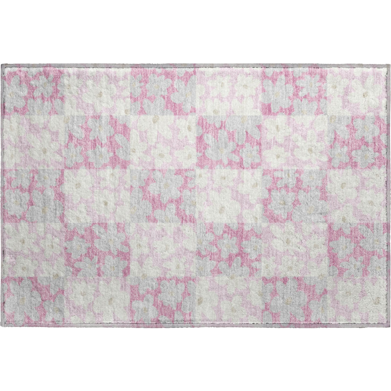 Tapis floral lavable à la machine de qualité supérieure Mayfield AMF2476, Pink, 2'6" x 3'10"