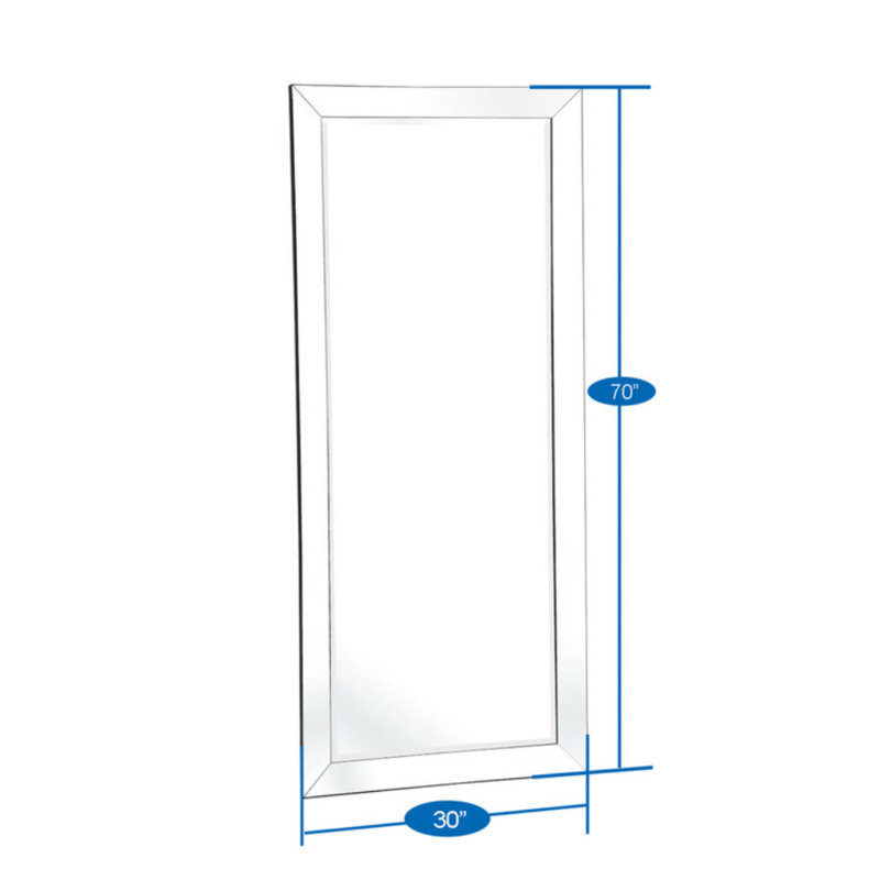 Laux Mirrored Bevel Frame Full Length Beveled Mirror Rectangle Beveled Edge Mirror Large Beveled