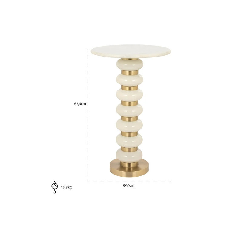 Marble Top End Table, White