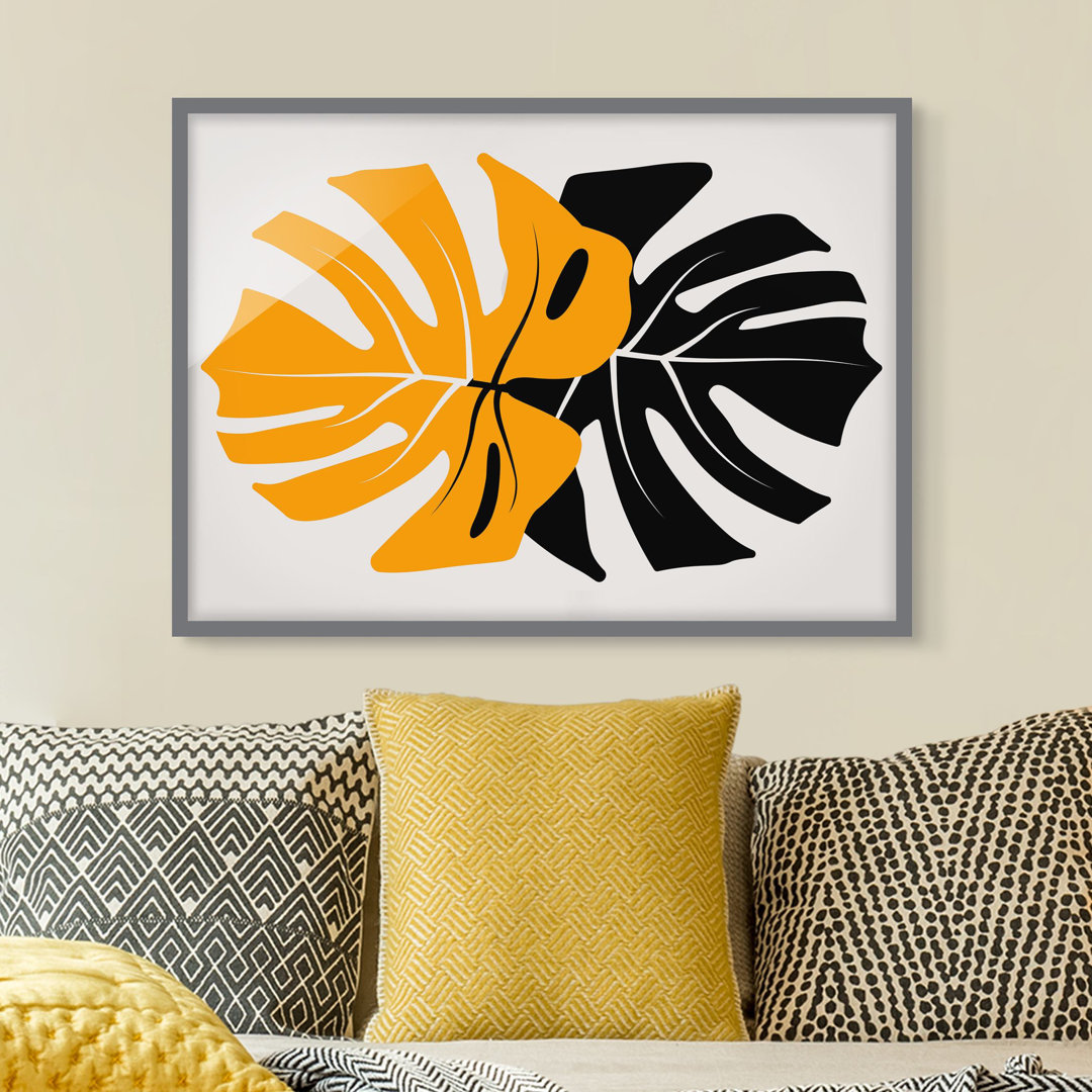 Gerahmtes Poster Monstera Black Yellow