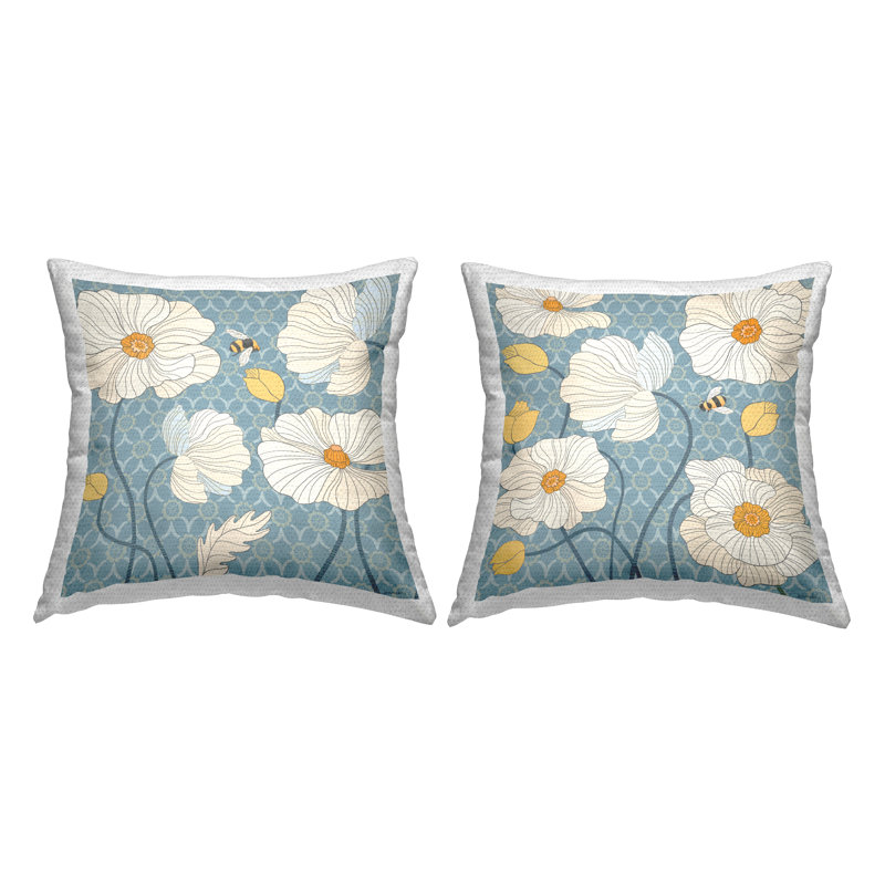 Oreiller 2 pièces Honey Bees with Poppies par Jennifer Brinley rep. Levison Designs