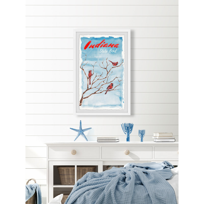 Indiana State Bird par - peinture encadrée, H 18 po x l 12 po x 1,5 po