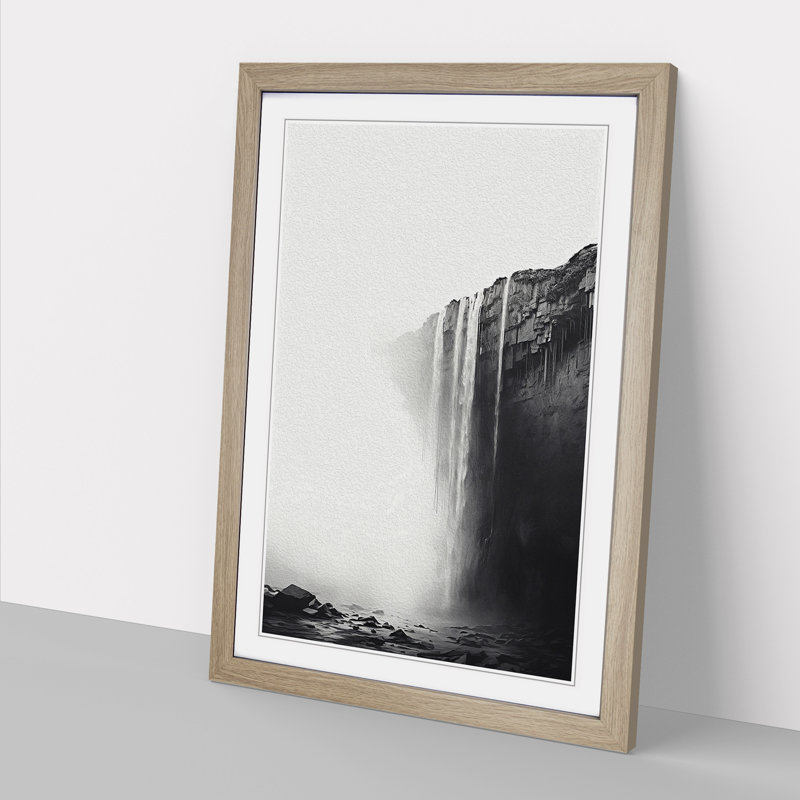 Waterfall Minimalism Art - Framed Print, 64cm H x 46cm W, Oak Framed