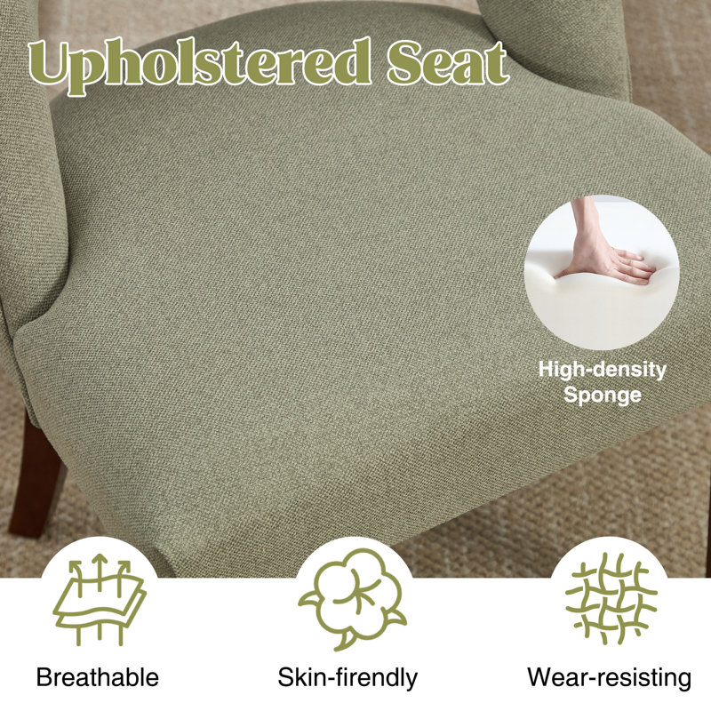 Chaise d'appoint rembourrée en bois massif, Vert